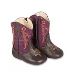 Bota Texana Baby Couro Mestiço Café e Roxo - Silverado Botas