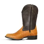 Bota Texana Exótica Masculina Couro Avestruz Conhaque e Floater Chocolate - Silverado Botas