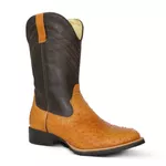 Bota Texana Exótica Masculina Couro Avestruz Conhaque e Floater Chocolate - Silverado Botas