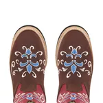 Bota Texana Feminina Couro Crazy Horse Havana e Fóssil Vermelho - Silverado Botas