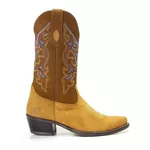 Bota Texana Masculina Couro Nobuck Banana e Nobuck Castor - Silverado Botas