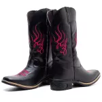 Bota Texana Feminina Couro Floater Preto e Ecologico Preto - Silverado Botas