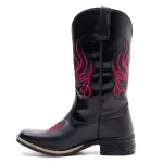 Bota Texana Feminina Couro Floater Preto e Ecologico Preto - Silverado Botas