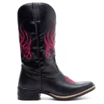 Bota Texana Feminina Couro Floater Preto e Ecologico Preto - Silverado Botas