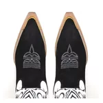 Bota Texana Masculina Couro Nobuck Preto e Floater Branco Com Ponteira - Silverado Botas