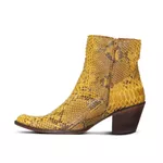 Botina Feminina Exótica Couro Pithon Mostarda - Silverado Botas