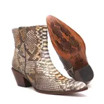 Botina Feminina Exótica Couro Pithon Sépia Metalizado - Silverado Botas