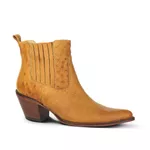Botina Feminina Exótica Couro Barriga Avestruz Whisky - Silverado Botas