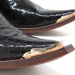 Bota Texana Masculina Couro Verniz Anaconda Preto Com Ponteira - Silverado Botas