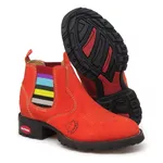Botina Infantil Couro Nobuck Salmão Com Elastico Colorido - Silverado Botas