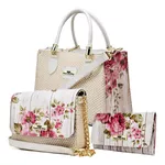 Kit Com 2 Bolsas Femininas Transversais e 1 Carteira Floral