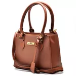 Kit Com 2 Bolsas Femininas Transversais e 1 Carteira Marrom