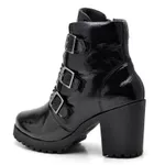 Bota Coturno Feminino Top Franca Shoes Motociclista Verniz Preto