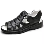 Sandália Masculina Ortopédica Anatomica de Couro Preto