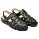 Sandália Masculina Ortopédica Anatomica de Couro Preto