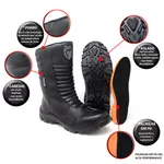 Coturno Militar Motociclista C/ Zíper Bota Tático Semi Impermeavel Cano Médio Preto