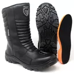 Coturno Militar Motociclista C/ Zíper Bota Tático Semi Impermeavel Cano Médio Preto