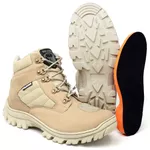 Coturno Militar Motociclista C/ Zíper Bota Tático Cano Curto Americana Desert Areia