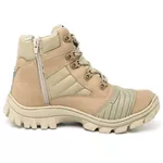 Coturno Militar Motociclista C/ Zíper Bota Tático Cano Curto Americana Desert Areia