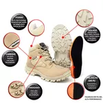 Coturno Militar Motociclista C/ Zíper Bota Tático Cano Curto Americana Desert Areia