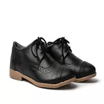 Sapato Feminino Oxford Ingles Casual Salto Baixo Preto