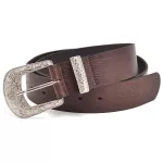 Cinto Feminino Estilo Cowgirl Country Em Couro Com Fivela Prata Rodeio Cor Caramelo
