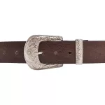 Cinto Feminino Estilo Cowgirl Country Em Couro Com Fivela Prata Rodeio Cor Caramelo