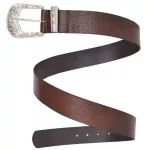 Cinto Feminino Estilo Cowgirl Country Em Couro Com Fivela Prata Rodeio Cor Caramelo