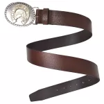 Cinto Masculino Estilo Cowboy Country Em Couro Com Fivela Ferradura Mangalarga Rodeio Cor Caramelo