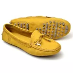 Mocassim Drive Sapatilha Feminina Via Confort Couro Amarelo