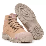 Bota Segurança Feminina C.A em Couro Legítimo 2191 UnderSports Creme Rosa