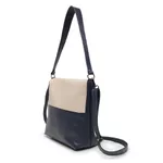 Bolsa de Couro - LOTUS - Azul Marinho e Off White