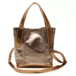 Bolsa de Couro - CELEBRAR - Champagne E Bronze