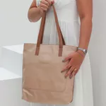 Bolsa de Couro - ENVELOPE - Nude e Caramelo