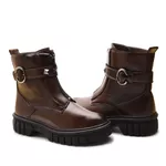 Bota Feminina Franshoes Angel Cano Curto com Zíper e Spike Capuccino