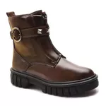 Bota Feminina Franshoes Angel Cano Curto com Zíper e Spike Capuccino