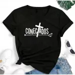 T- Shirt Feminina Franshoes 100% Algodão Camiseta Conectados Preta