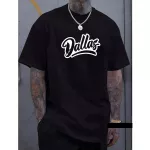 Camiseta Masculina Franshoes Casual 100% Algodão Dallas Preta Manga Curta