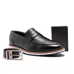 Kit Sapato Social Derby Masculino Franshoes Preto com Cinto e Carteira