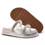 Sandália Papete Feminina Franshoes Prata Com Tiras em Strass