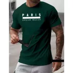 Camiseta Masculina Franshoes Casual 100% Algodão Paris Verde Manga Curta