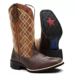 Bota Texana Masculina Xadrez Bege 