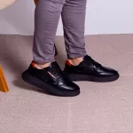 Tênis Casual Masculino Vancouver em Couro Preto Sola preta