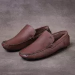 Mocassim Drive Liso Vancouver em Couro Café