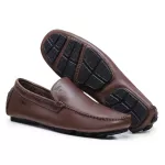 Mocassim Drive Liso Vancouver em Couro Café