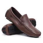 Mocassim Drive Liso Vancouver em Couro Café