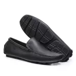 Mocassim Drive Liso Vancouver em Couro Preto