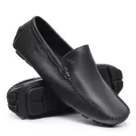 Mocassim Drive Liso Vancouver em Couro Preto