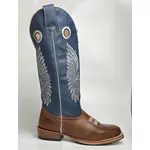 Bota Texana Masculina Bordado Indio Country em Couro Legítimo Bico Quadrado Salto Carrapeta