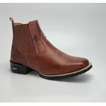 Botina Texana Masculina Country Solado Borracha Couro Legitimo Pinhão 